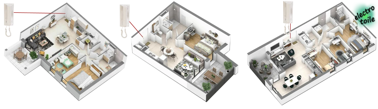 le poste d'appartement est installé à proximité de la porte d'entrée