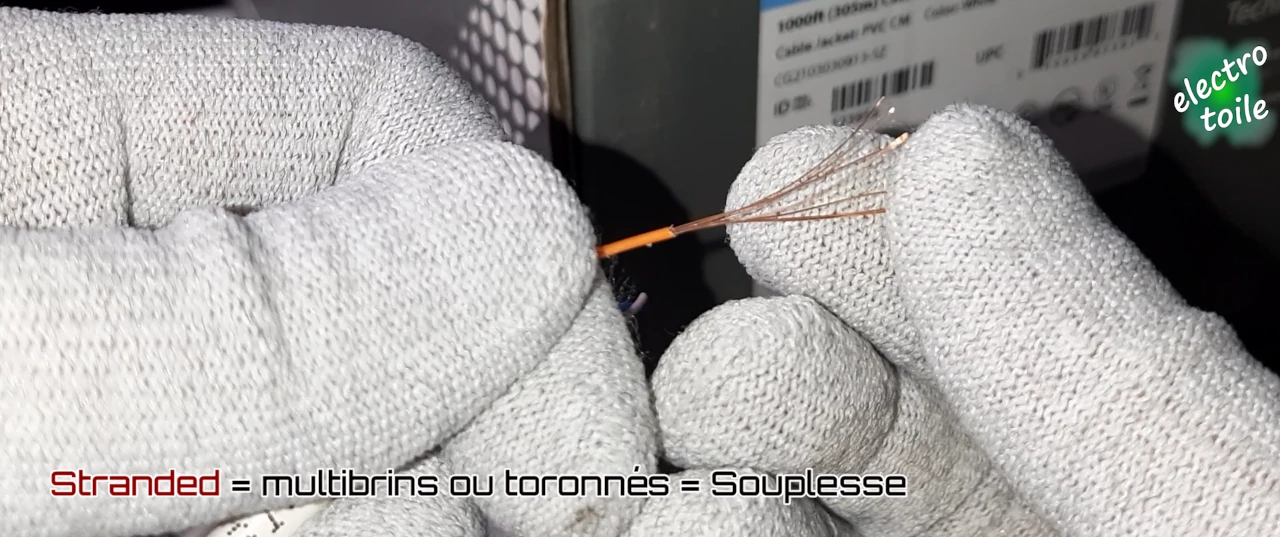 Câble réseau 4 paires torsadées souple ou toronné