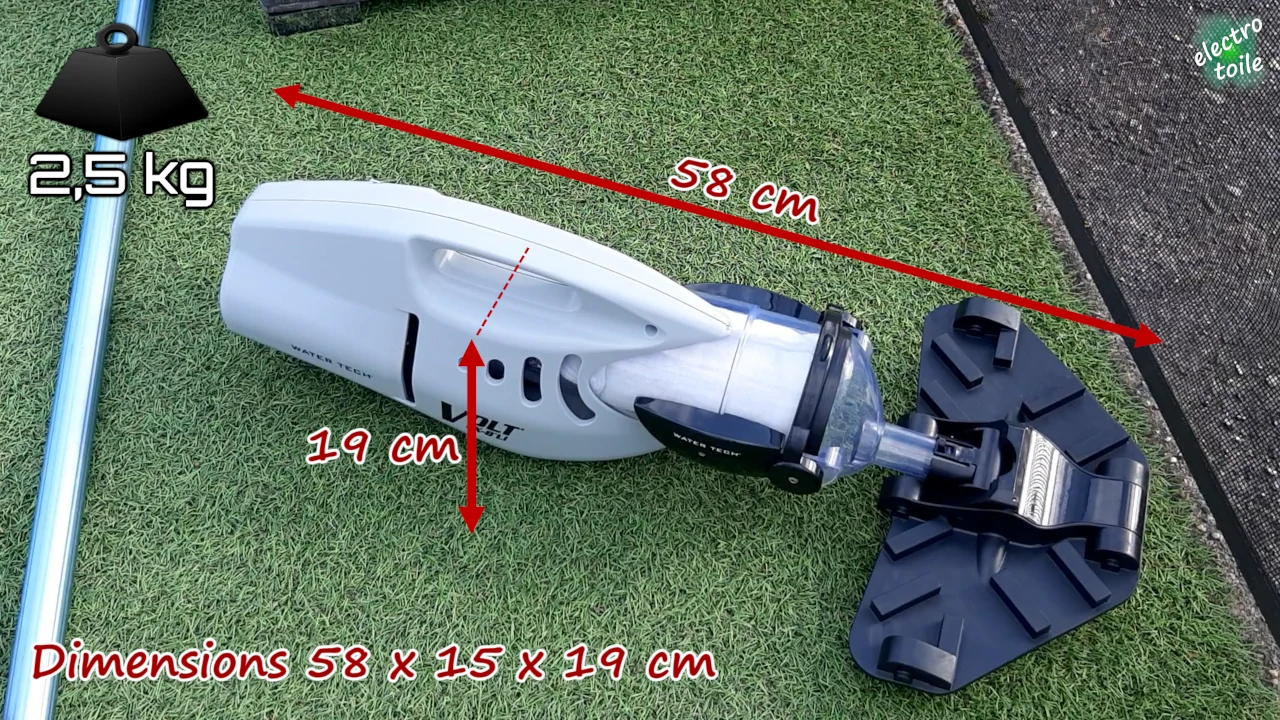 les caractéristiques techniques de l'aspirateur sans fil pour piscine Volt FX8 Li Water Tech