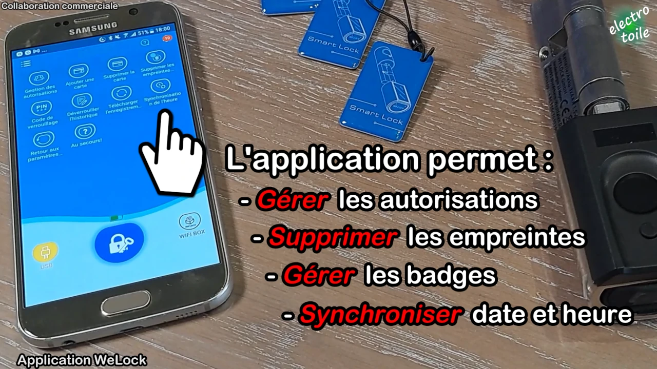 application mobile pour gérer le fonctionnement de la serrure connectée